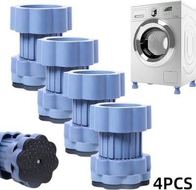 4 stuks-Wasmachine voetverhoger - schokabsorberende pad - vochtbestendige voetjes - verstelbare voetjes - antislip - schokbestendig - wasmachineaccessoire - geschikt voor apparaten met een diameter van 4,7 cm - blauw - 6,8*8-11 cm