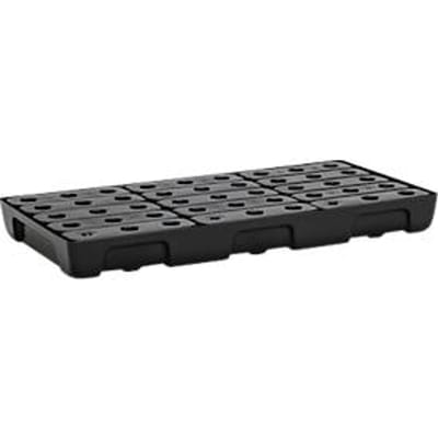 Lekbak voor kleine bakken CEMO 10/5, inhoud 27 l, voor legbordafmetingen 1000 x 500 mm, met rooster, met goedkeuring, stapelbaar, polyetheen, zwart