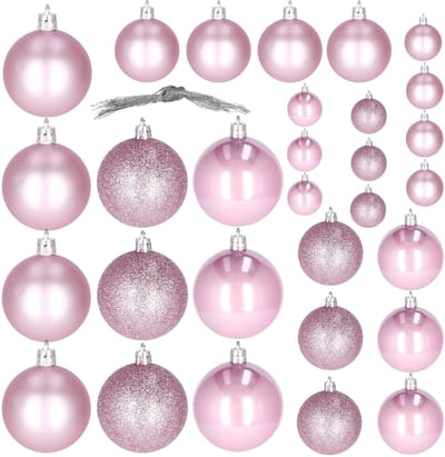 Springos Kerstballen | 30 Stuks | 6 cm | Roze