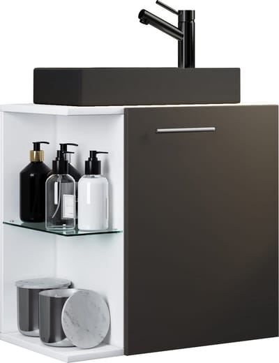 2-delige badkamermeubelset gastentoilet gastentoilet wastafel klein smal Hausa-BL