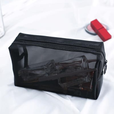 Trousse de toilette noire pour femme, trousse de toilette transparente, trousse de toilette, petite et grande taille noir