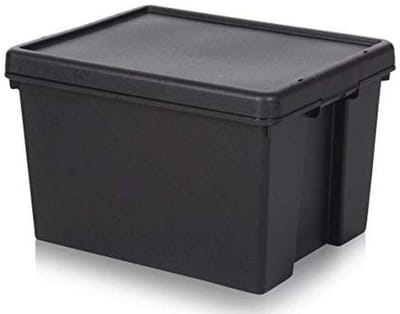 Zwarte Recycling Bak 45 Liter met Deksel - Robuuste Kunststof Afvalbak