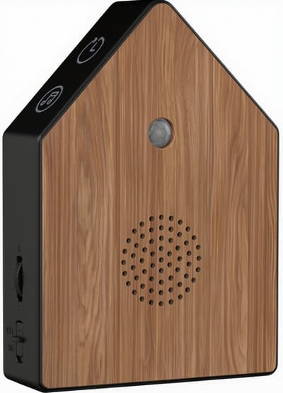 UPLY Vogelhuisje Met Geluid - Vogelgeluiden Huisje Met Sensor - 5 Natuurgeluiden Voor op Toilet/Wc - Bewegingsmelder - Cadeau - Incl. Bevestiging - Zwart - Eik