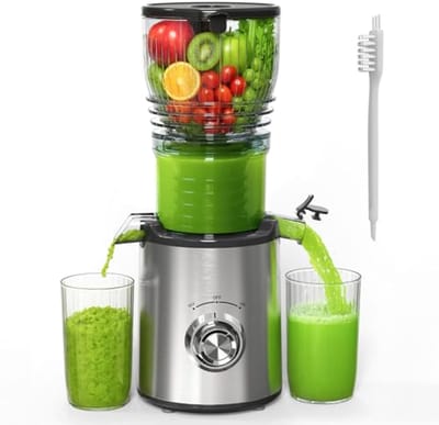 Slow Juicer voor Groenten en Vruchten - 2L Capaciteit, Makkelijk Schoon te Maken en Groot Invoerdop