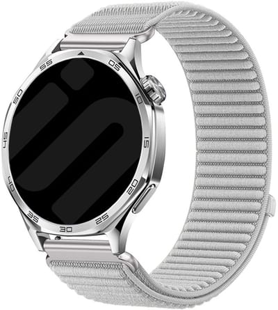 Strap-it Wave nylon bandje 20mm - Geschikt voor Samsung Galaxy Watch 7 / 6 / 5 / 4 (Pro / Classic) / 3 - 41mm / 42mm / Active 40 & 44mm / FE - Polar Ignite / Unite - Withings ScanWatch 2 - 42mm / Nova / Steel HR 40mm (lichtgrijs)