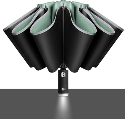 Bovista Moderne Stormparaplu - Windproof Paraplu - Stormproef - Opvouwbaar - Zaklamp - Automatisch Uitklapbaar - Umbrella - Groen