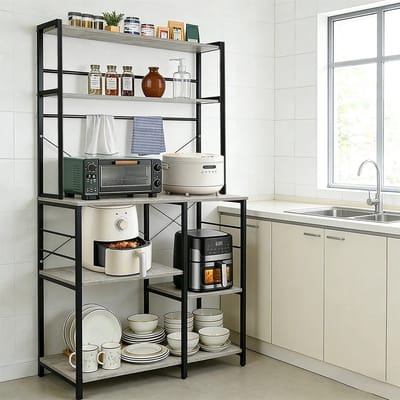 Solidchoice - Dailygoods Keukenrek, vrijstaand rek met 6 planken, 40 x 86 x 167 cm, magnetronrek, voor magnetron, koffiemachine & krui