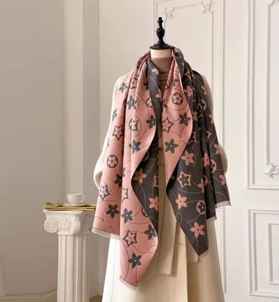 Elegante Winter sjaal voor Dames - Designer Look Bloemenprint - Dubbelzijdige Omslagdoek - Warme XL Sjaal - Stijlvol Cadeau voor Haar