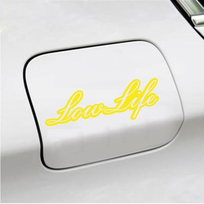 Bumpersticker - Low Life - 6,5 X 20 - Geel