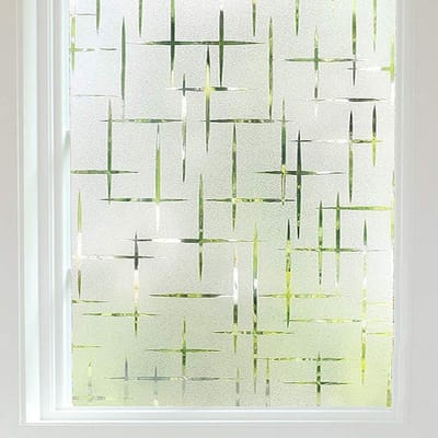 Privacy Folie Zelfklevend - Frosted Cross Matglas Raamfolie Zonder Lijm - Statisch Hechtende Verduisterende Raamsticker - Verwijderbare Zon UV - 45 x 100 cm