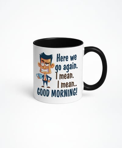 Goedemorgen Mok - Hier Gaan We Weer Koffiemok met Grappige Tekst