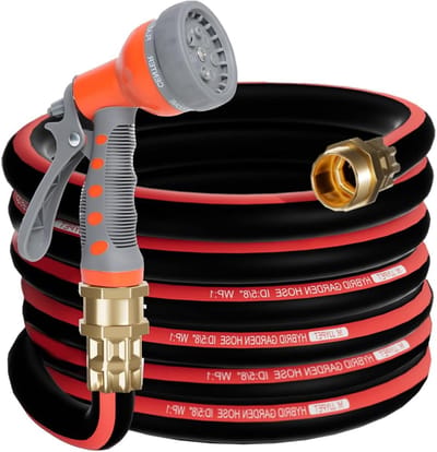 Flexibele Tuinslang - Waterslang Knikvrij - Buiten Bewateren - Hybride Rubber Polymeer - 25FT Lengte - Zwart Rood