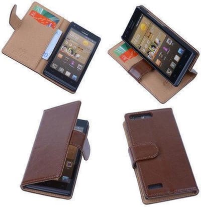 PU Leder Hoesje Huawei Ascend G6 Book/Wallet Case/Cover Bruin