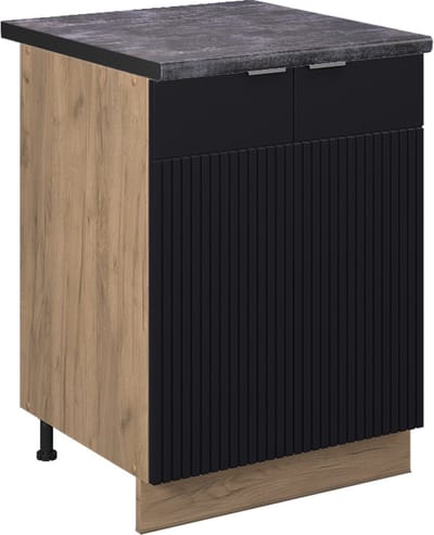 Vicco Fame-Line Keukenonderkast – 60 cm, WB Antraciet Zwart gestreept