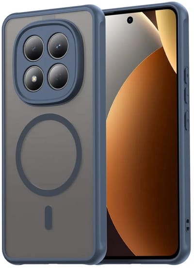 MobyDefend Hoesje - Geschikt voor Xiaomi Redmi Note 15 Pro 4G - Case Geschikt voor MagSafe - Mat Transparant Met Gekleurde Rand - Blauw