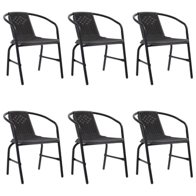 vidaXL - Tuinstoelen - 6 - st - 110 - kg - kunststof - rattan - en - staal