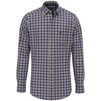 Fynch-Hatton Overhemd Small Multi Check Button Down Navy-Multi / male