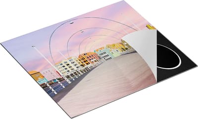 Chefcare Inductie Beschermer Willemstad Gekleurde Huisjes in Curaçao - 60x50 cm - Afdekplaat Inductie - Kookplaat Beschermer - Inductie Mat