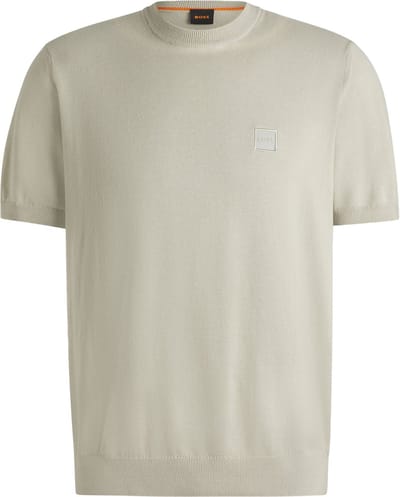 BOSS Knitted T-shirt Kanache Ecru - Maat L - Heren - Casual T-shirts