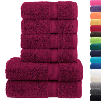 vidaXL - 6-delige - Handdoekenset - SOLUND - 600 - g/m² - bordeauxrood