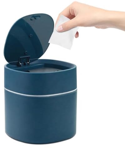 Mini Prullenbak met Deksel - 2 Liter - Compacte Afvalemmer voor Bureau, Kaptafel, Nachttafel - ABS + Polypropyleen