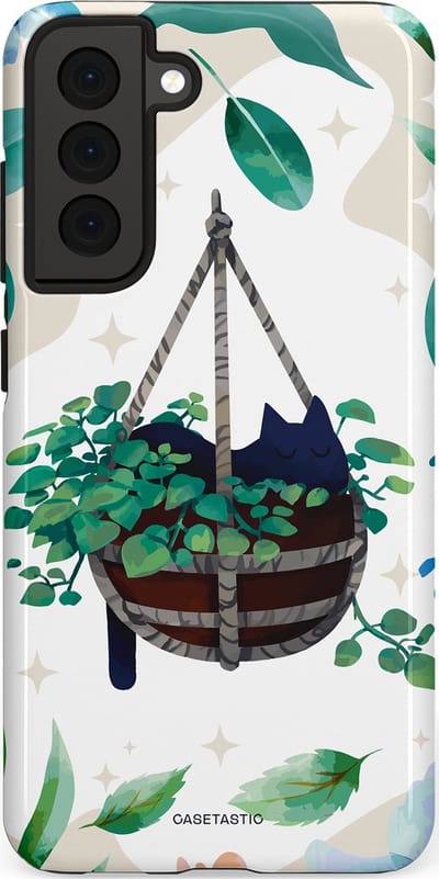 Casetastic Hoesje Geschikt voor Samsung S21 FE - Stijlvolle Beschermende Duo-layer Case - Hangkat