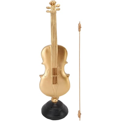 14.17 X 3.94 X 3.82in Viool Beeldje Gouden Viool Ambacht Muziek Kunst Decor voor Thuis Kantoor Bureau beige