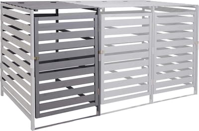 XL 1-bin/2-bin afvalbak deksel uitbreiding MCW-H62, afvalbak, 114x67x97cm massief hout ~ lichtgrijs