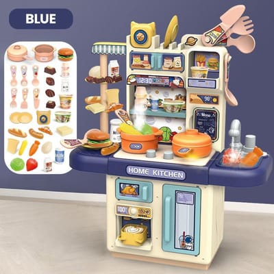 Grote Kinderen Simulatie Keuken Speelgoed Set Lampje Geluidseffect Spray Keuken Eten Koken Eettafel Speelhuis Speelgoed Cadeaus white