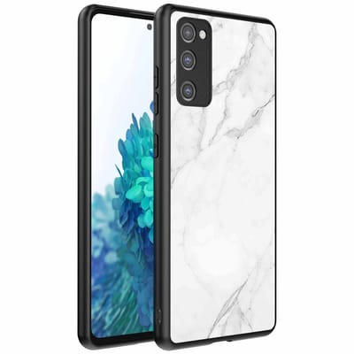 Geschikt voor Samsung Galaxy S20 FE Telefoonhoesje met Wit Marmer Opdruk - TPU Backcover Case White Marble Design - Zwart - Smartphonica geschikt voor Samsung Galaxy S20 FE