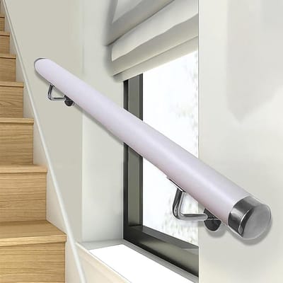 Wandmontage Leuning - Veiligheidsbeugel Trappen - Veilige Ondersteuning - Duurzaam PVC Materiaal - Tot 600 cm - Natuurlijk