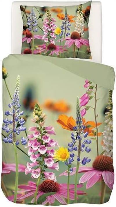 Snoozing Foxglove - Dekbedovertrek - Eenpersoons - 140x200/220 cm + 1 kussensloop 60x70 cm - Groen
