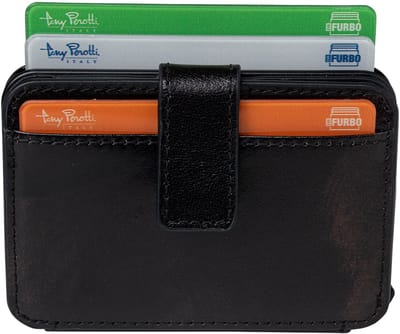Tony Perotti Furbo EVO RFID leren Pasjeshouder met bankbiljet- en kleingeld vak - Zwart/Rood