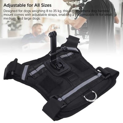 Hondenharnas Mount voor Actiecamera Nylon Borst- en Rugbevestiging Huisdier Harness Camera Mount Vest voor Grote Middelgrote en gray