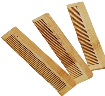 3x Kam Bamboe Recht - 100% Natuurlijke Haarkam Hout - 13,5cmx3,5cm