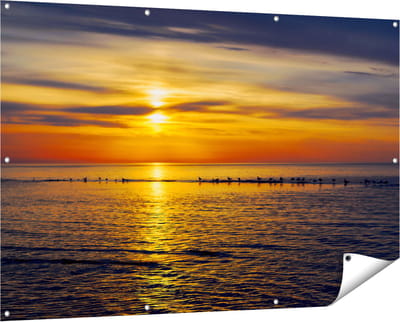 Gards Tuinposter Zonsondergang in de Zee - 150x100 cm - Tuindoek - Tuindecoratie - Wanddecoratie buiten - Tuinschilderij