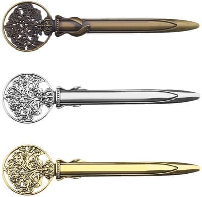 JHUBERS- Briefopener 3 Stuks - Zinklegering - Envelopopener - Retro Levensboom - 12,8 cm - Geen Snijranden