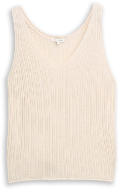Tom Tailor - Gebreide top met V-hals - Maat L - Dove White