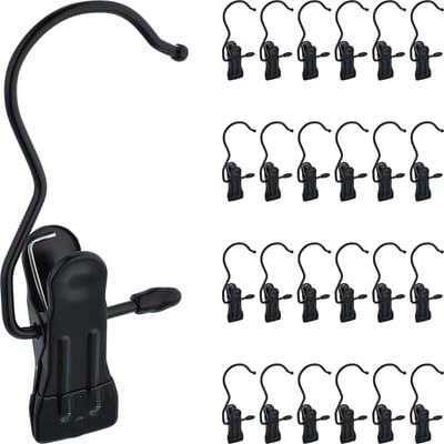 laarzenknijpers - set van 25 - antisliplaag - laarzenklemmen - draaibare haak - metaal & PVC - zwart
