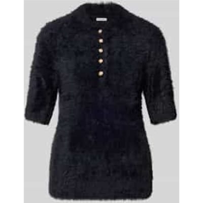 Gebreide pullover met 1/2-mouwen en knoopsluiting