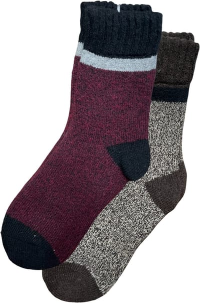 green-goose® Alpaca Sokken - Rood & Grijs - 2 Paar - 95% wol - Maat 35-38 - Lekker zacht en duurzaam!