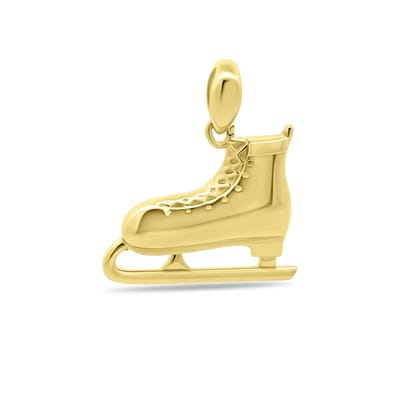 New Bling 9NBSAM-G230384 Gouden Hangertje Schaats - 14 Karaat Bedeltje - Schaats 12,1x14,5mm - Zirkonia - Goud