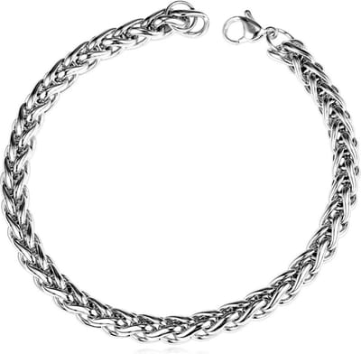 Fako Bijoux® - Schakelarmband Vossenstaart - Rond Gevlochten - Staal - RVS - 8mm - 22cm - Zilverkleurig