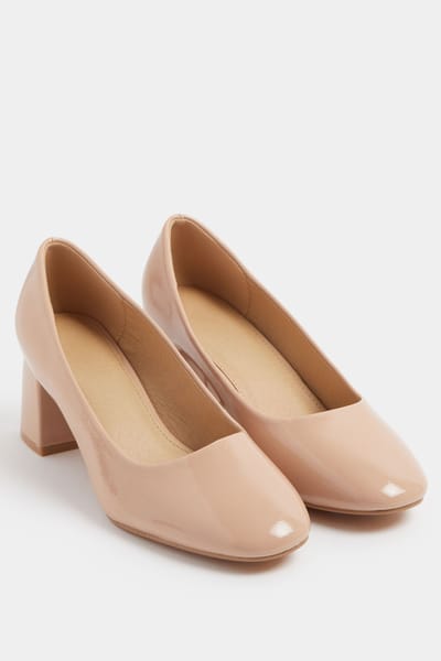 Yours Nude Pumps Van Imitatieleer Met Blokhak In Extra Brede Eeepasvormsize 37EEE