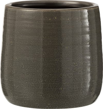 J-Line bloempot Effen - keramiek - grijs - small - 2 stuks - Ø 12 cm
