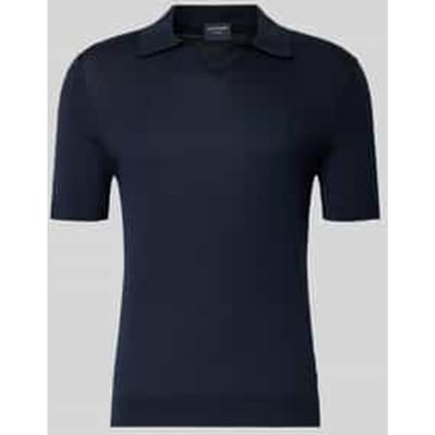 OLYMP modern fit gebreide polo katoen met lyocell - korte mouw - donkerblauw