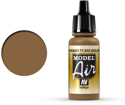 Vallejo Hobbyverf Acrylverf - 71032 Model Air Golden Brown - Acryl Verf flesje - 17 ml
