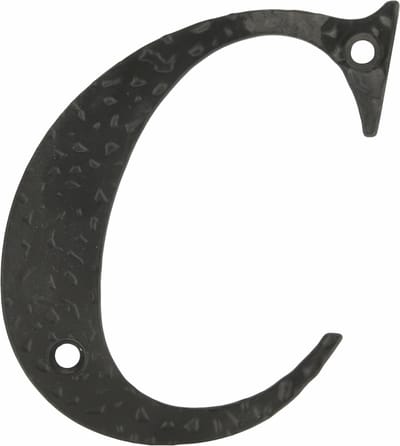 AMIG Huisnummer/letter C - massief gesmeed staal - 10cm - incl. bijpassende schroeven - zwart