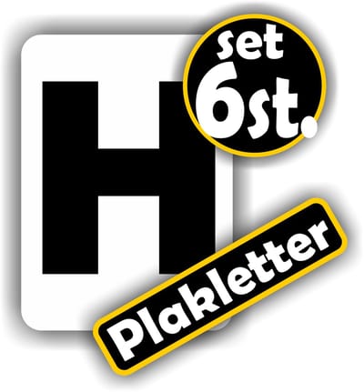 Jerma - Plakletters - H - Sticker – 6 st - Vinyl - 5 x 7 cm - Zwart - Voor Binnen en Buiten
