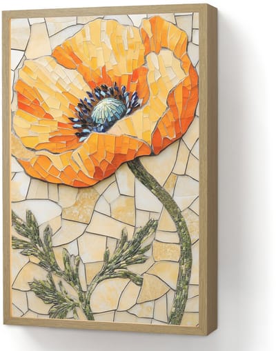 Wandlamp 40x60 cm - Oplaadbaar - Klaprozen - Oranje - Mozaïek - Bladeren - Wandlampen binnen woonkamer - Slaapkamer lamp - Decoratieve nachtlamp - Vloerlamp draadloos